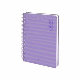 Agenda espiral liderpapel syros a5 2025 dia pagina color morado papel 60 gr