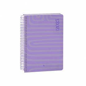 Agenda espiral liderpapel syros a5 2025 dia pagina color morado papel 60 gr