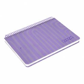 Agenda espiral liderpapel syros a5 2025 dia pagina color morado papel 60 gr