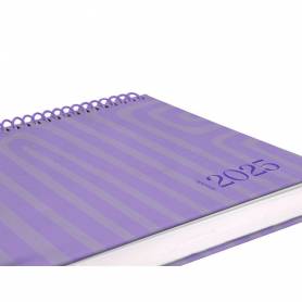 Agenda espiral liderpapel syros a5 2025 dia pagina color morado papel 60 gr