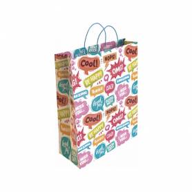 Bolsa para regalo basika papel estucado 160 gr todo año con asa retorcida tamaño s 24+10x32 cm - 02001150