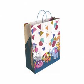 Bolsa para regalo basika papel estucado 160 gr todo año con asa retorcida tamaño m 27+12x37 cm - 02001149