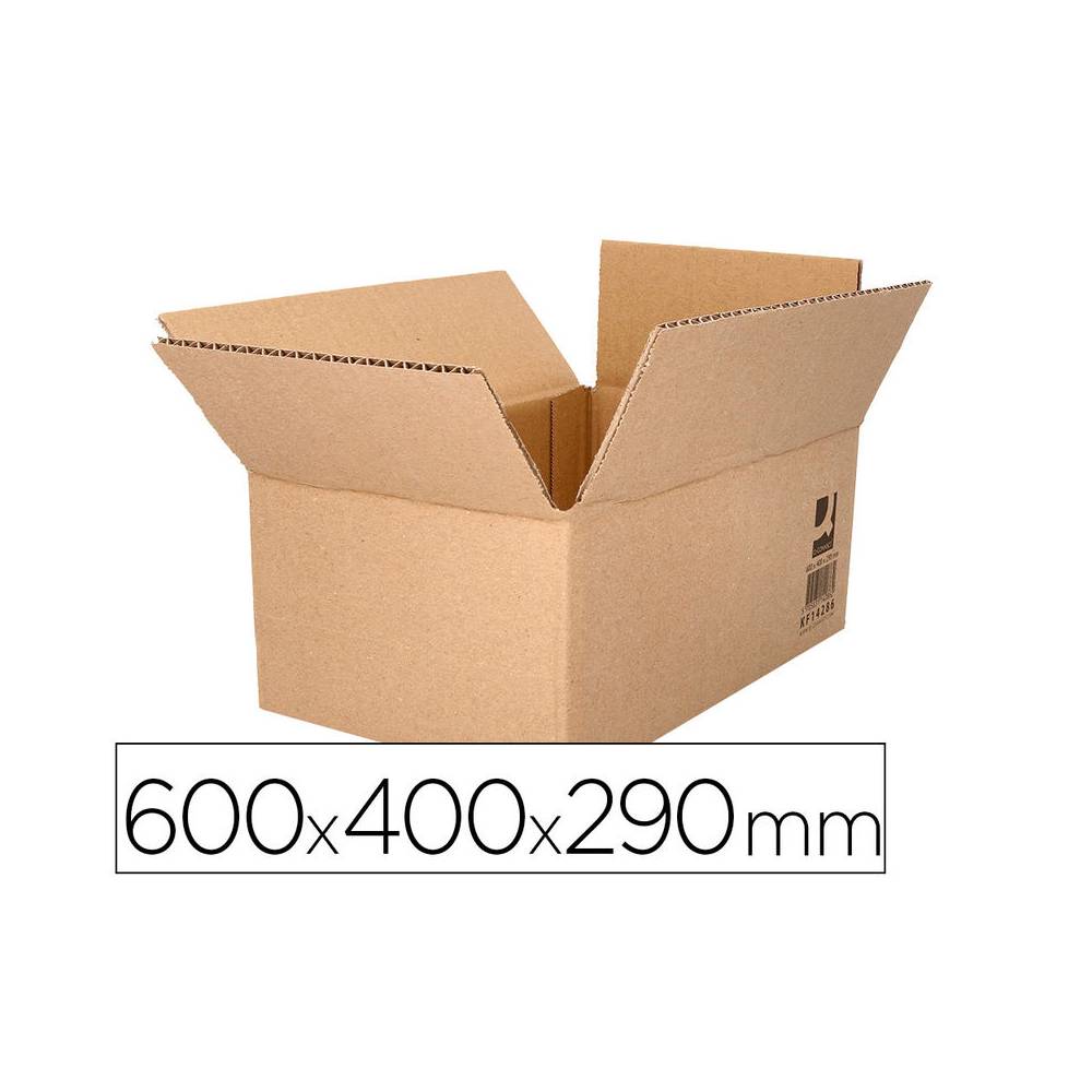 Caja para embalar q-connect americana ultrarresistente carton reciclado canal doble 7mm color kraft 600x400x290 mm - KF14286