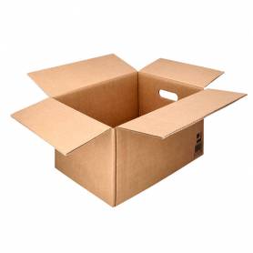 Caja para embalar q-connect americana ultrarresistente conasas carton canal doble 7 mm color kraft 430x300x250 mm - KF14288