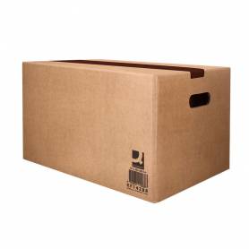 Caja para embalar q-connect americana ultrarresistente conasas carton canal doble 7 mm color kraft 430x300x250 mm - KF14288