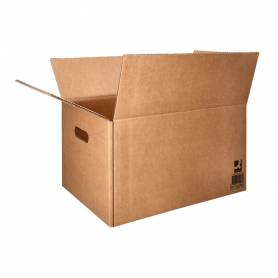 Caja para embalar q-connect americana ultrarresistente conasas carton canal doble 7 mm color kraft 430x300x250 mm - KF14288