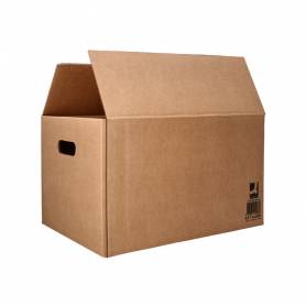 Caja para embalar q-connect americana ultrarresistente conasas carton canal doble 7 mm color kraft 430x300x250 mm - KF14288