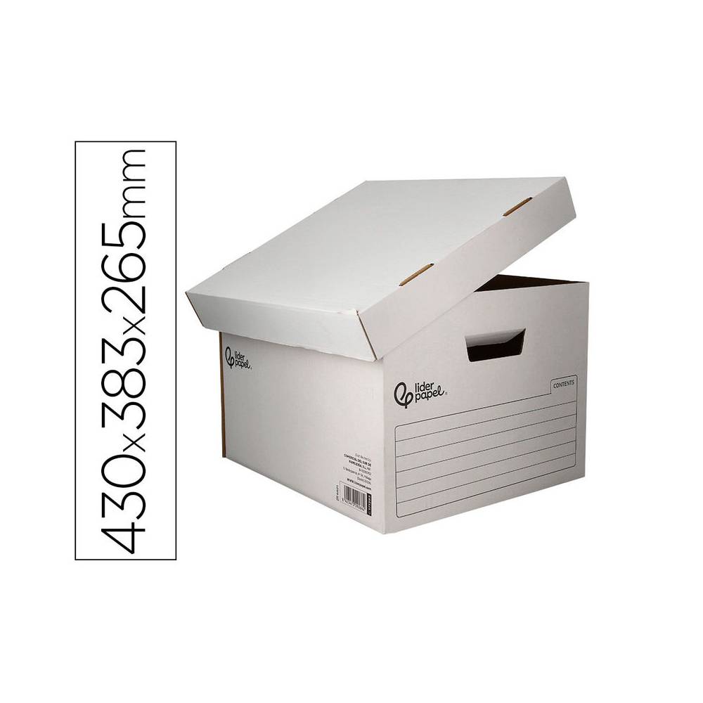 Cajon contenedor liderpapel carton automatico para 4 cajasarchivo def. folio   5 archivadores a-z 430x383x265mm - GA01