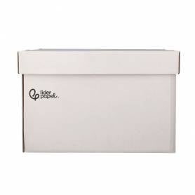 Cajon contenedor liderpapel carton automatico para 4 cajasarchivo def. folio   5 archivadores a-z 430x383x265mm - GA01