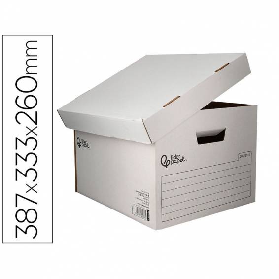 Cajon contenedor liderpapel carton automatico para 3 cajasarchivo def. folio   4 archivadores a-z 387x333x260mm - GA02