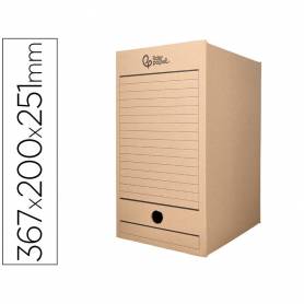 Caja archivo definitivo liderpapel folio doble ancho carton reciclado 400g m2 lomo 200 mm kraft 367x200x251 mm - DF25