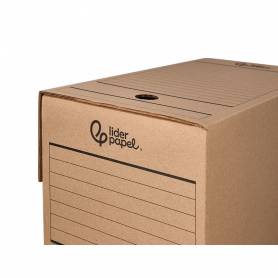 Caja archivo definitivo liderpapel folio doble ancho carton reciclado 400g m2 lomo 200 mm kraft 367x200x251 mm - DF25