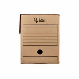 Caja archivo definitivo liderpapel folio doble ancho carton reciclado 400g m2 lomo 200 mm kraft 367x200x251 mm - DF25