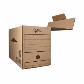 Caja archivo definitivo liderpapel folio doble ancho carton reciclado 400g m2 lomo 200 mm kraft 367x200x251 mm - DF25