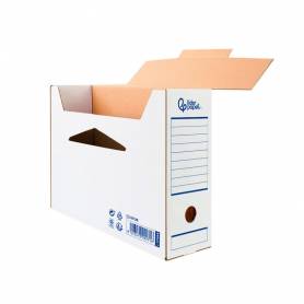 Caja archivo definitivo automatica liderpapel din a4 carton reciclado 325g m2 lomo 100 mm blanco 360x100x255mm - DF26