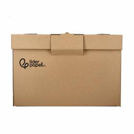 Cajon contenedor liderpapel carton manual para 3 cajas archivo def. folio   3 archivadores a-z 387x333x260mm - GA04