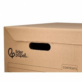 Cajon contenedor liderpapel carton manual para 3 cajas archivo def. folio   3 archivadores a-z 387x333x260mm - GA04