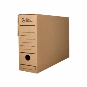 Caja archivo definitivo liderpapel din a4 carton reciclado 325g m2 lomo 82 mm kraft 325x82x250 mm - DF27