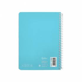 Cuaderno espiral liderpapel din a5 witty tapa dura 80h 90gr cuadro 4mm con margen color azul - BC22