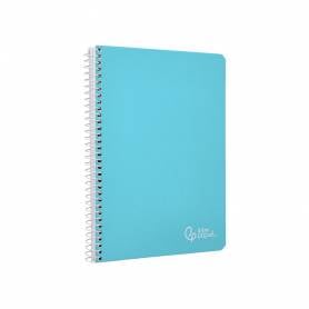 Cuaderno espiral liderpapel din a5 witty tapa dura 80h 90gr cuadro 4mm con margen color azul - BC22