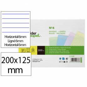 Tarjeta liderpapel para estudiar rayada cartulina de colores 170 gr m2 125x200mm paquete de 200 unidades - TC03