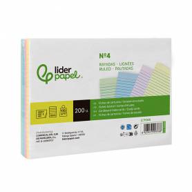 Tarjeta liderpapel para estudiar rayada cartulina de colores 170 gr m2 125x200mm paquete de 200 unidades - TC03