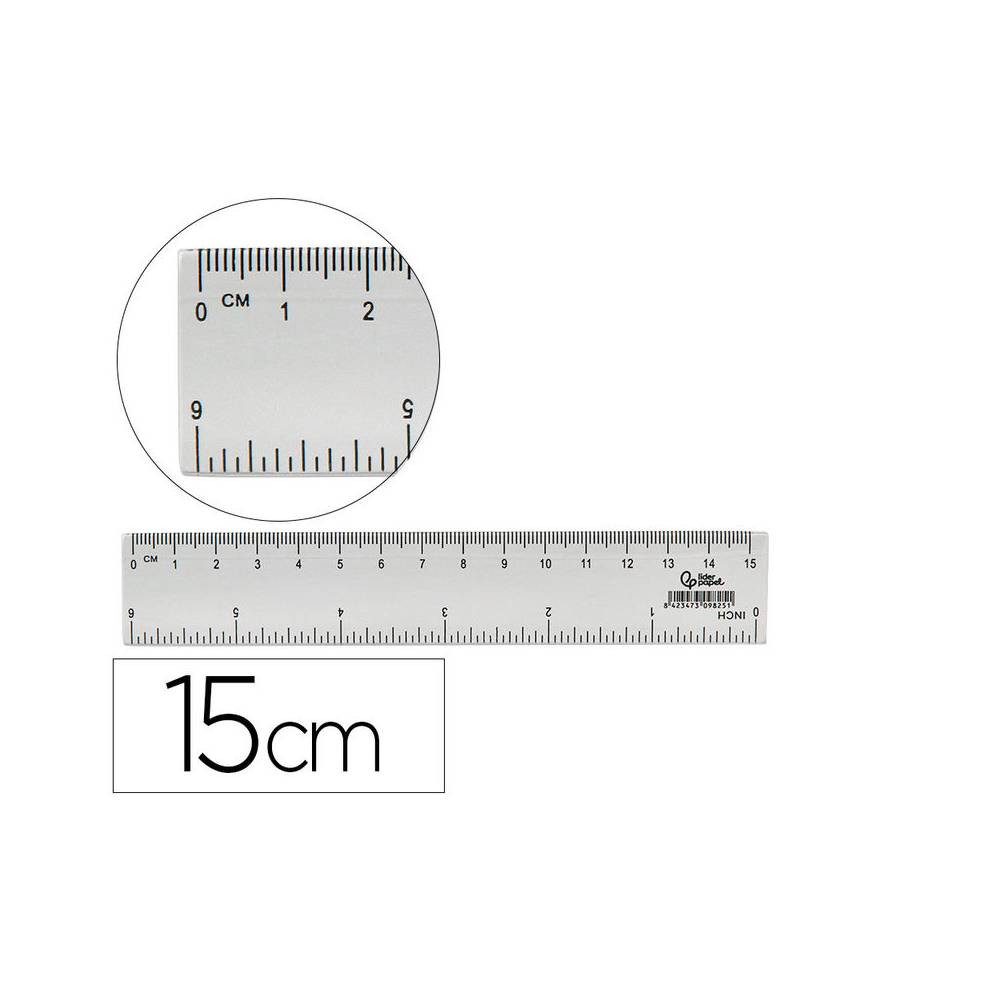 Regla liderpapel plastico cristal 15 cm - RG23