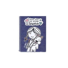 Cuaderno espiral love&child din a5 tapa dura 90 hojas 70 gr cuadricula 4 mm quien tiene un amigo tiene un