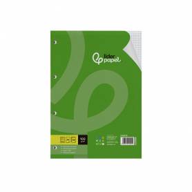 Recambio liderpapel a4 100 hojas 100g m2 cuadro 5 mm con margen 4 taladros - RA10