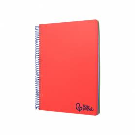 Cuaderno espiral liderpapel a4 micro wonder tapa plastico 120h 90 gr horizontal 5 bandas 4 taladros colores - BA37