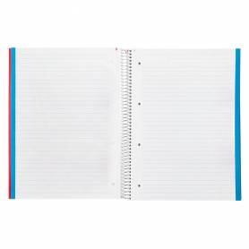 Cuaderno espiral liderpapel a4 micro wonder tapa plastico 120h 90 gr horizontal 5 bandas 4 taladros colores - BA37