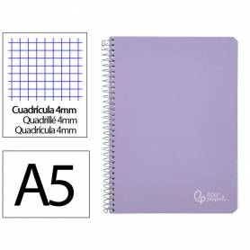 Cuaderno espiral liderpapel din a5 witty tapa dura 80h 90gr cuadro 4mm con margen color violeta - BC28