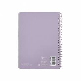 Cuaderno espiral liderpapel din a5 witty tapa dura 80h 90gr cuadro 4mm con margen color violeta - BC28