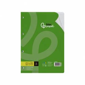 Recambio liderpapel din a4 100 hojas 75 gr cuadro 6 mm 4 taladros con margen - RF04