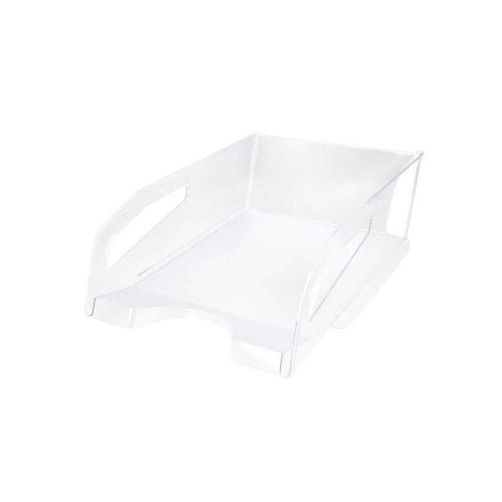 Bandeja sobremesa plastico q-connect gran capacidad con asa transparente 386x270x115mm - KF14226