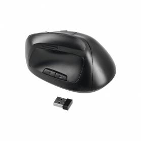 Raton q-connect optico inalambrico ergonomico vertical dpi 800 1200 1600 bateria recargable negro - KF15115