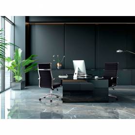 Silla q-connect direccion bosa simil piel base metalica alt max 1130 anc 550 prof 630 mm ruedas premium color negro - KF14188