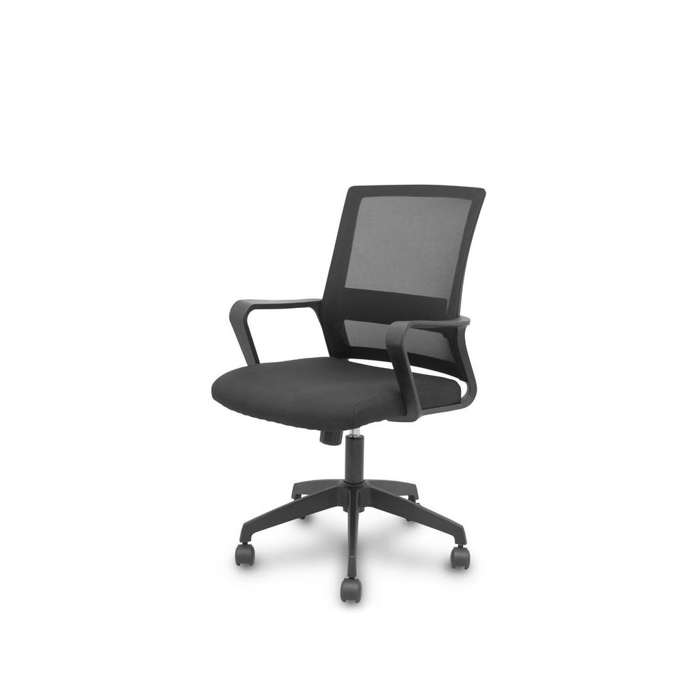 Silla Ergo535 negra basculante respaldo malla negro asiento tela negro ruedas nailon