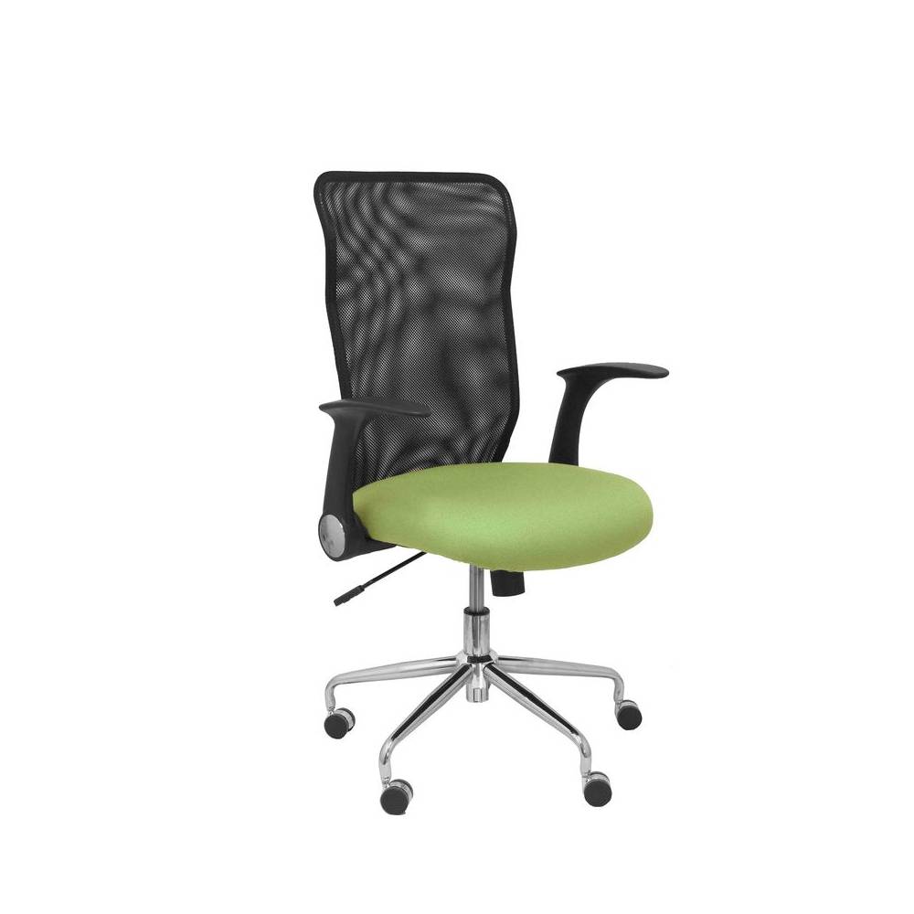 Silla Minaya respaldo malla negro asiento bali verde oliva