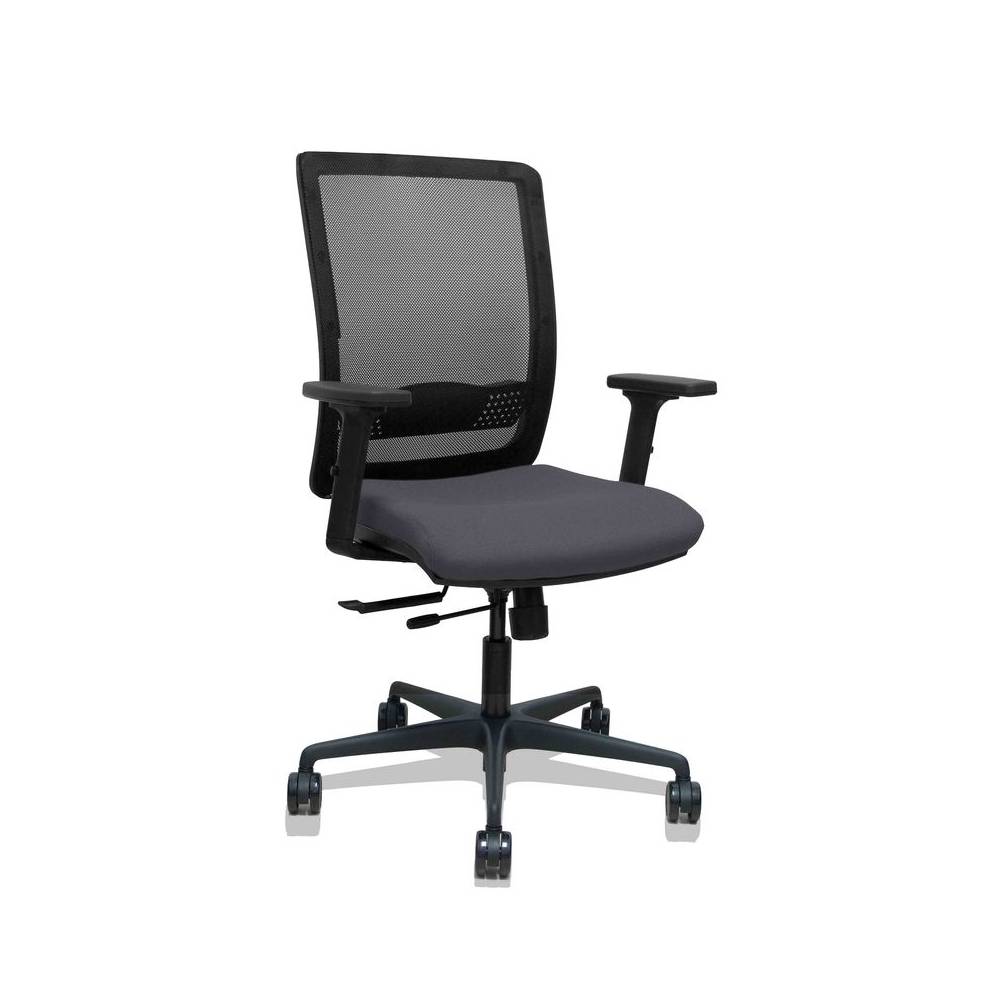Silla Haches traslack malla negra asiento bali gris oscuro brazos 2D ruedas 65mm