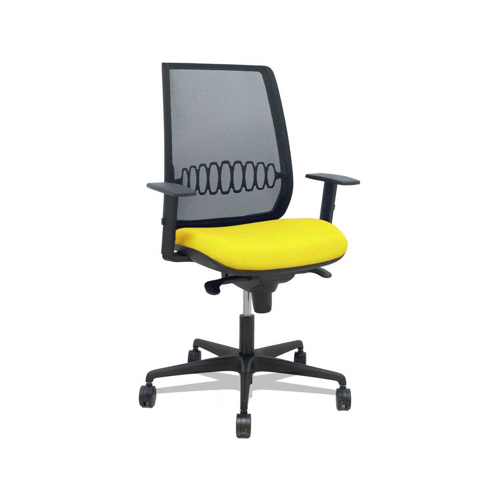 Silla Alares sincro malla negra bali amarillo brazo regulable