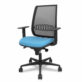 Silla Alares sincro malla negra bali azul cielo brazo regulable