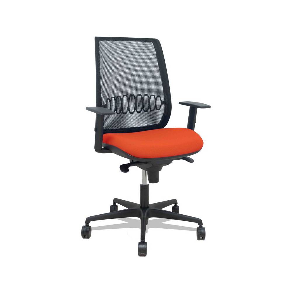 Silla Alares sincro malla negra bali naranja oscuro brazo regulable