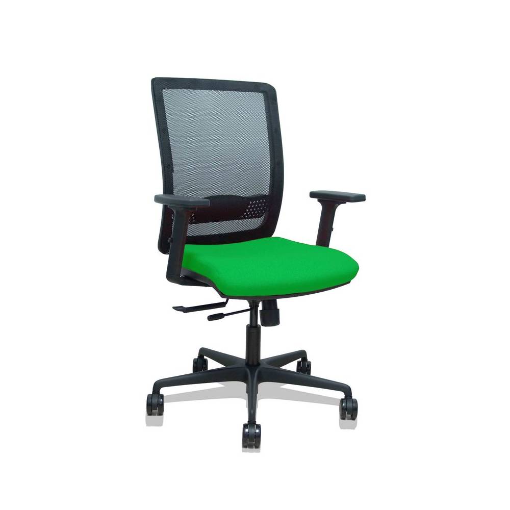 Silla Haches traslack malla negra asiento bali verde brazos 2D ruedas 65mm