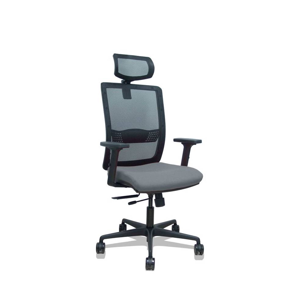 Silla Haches traslack malla negra asiento bali gris brazos 2D ruedas 65mm cabecero regulable