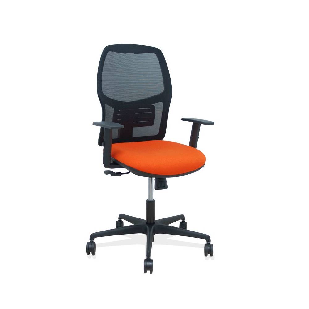 Silla Alfera sincro malla negra bali naranja oscuro brazo regulable