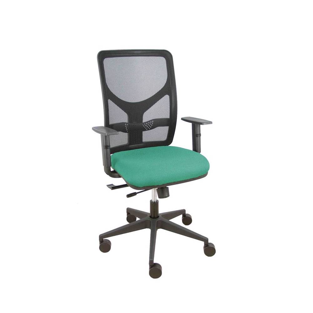 Silla Motilla traslack malla negra asiento bali verde esmeralda brazo regulable