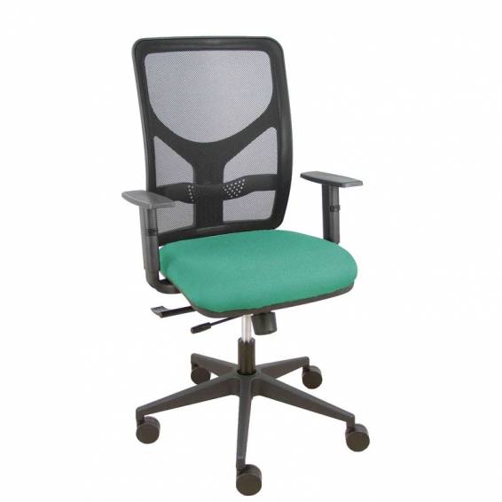 Silla Motilla traslack malla negra asiento bali verde esmeralda brazo regulable