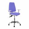 Silla de oficina ergonómica blanca asiento azul con mecanismo regulable en altura y brazos regulables - 1014ASB261B5CRRP
