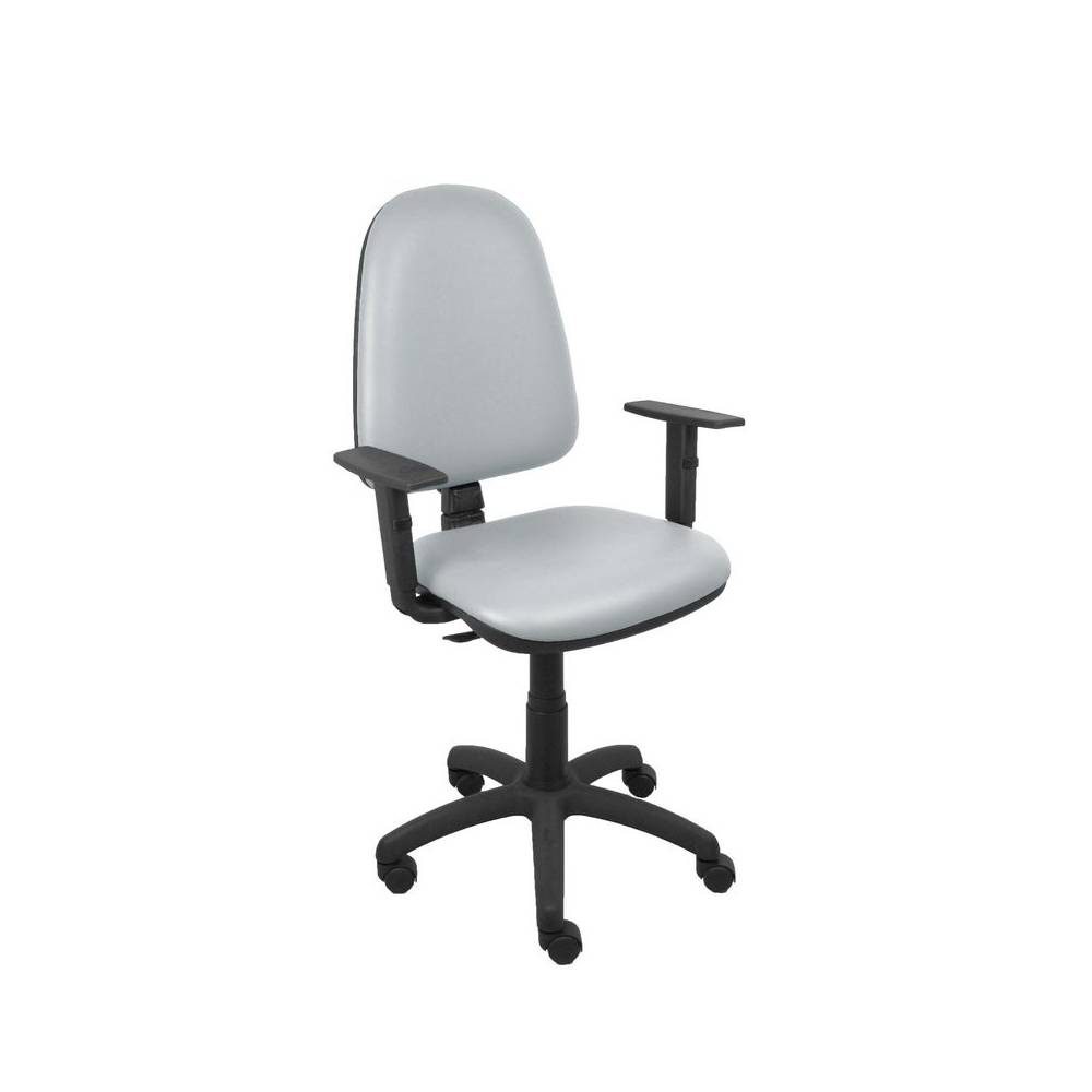 Silla Aýna similpiel gris claro brazos regulables